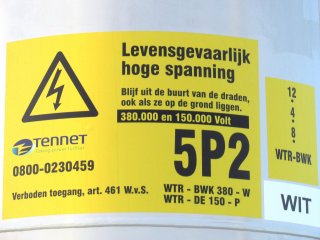 Maststicker levensgevaarlijk hoge spanning